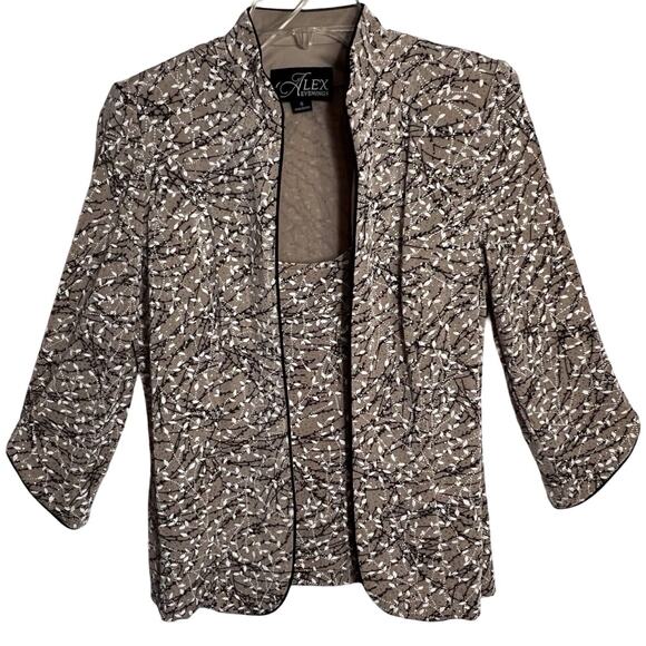 Alex Evenings Top Womens Size S Tan Stone Embellished Open Cardigan Sleeveless - Picture 1 of 10